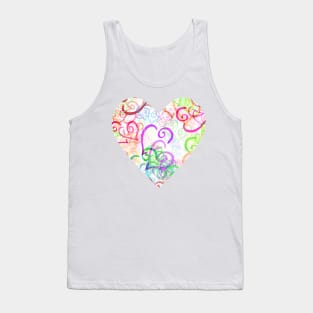 Pink and Purple Curved Hearts on Cream Tank Top